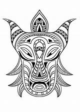 African Mask Coloring Africa Adult sketch template