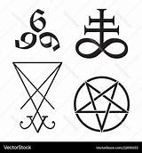 Symbols Cross Leviathan Occult Pentagram Vector Set Royalty sketch template
