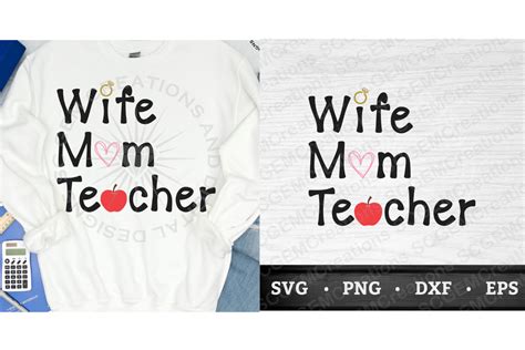 Wife Mom Teacher Svg Graphic By Sc Gem Creations · Creative Fabrica