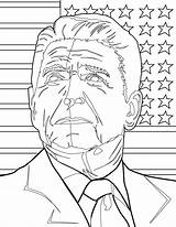 Reagan Ronald Coloring Pages Presidents Template sketch template
