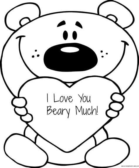 valentines  love  beary  coloring page printable