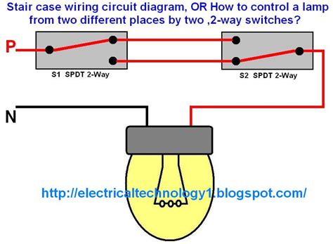 stair case wiring circuit diagram    control  lamp    places