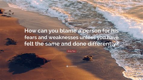 amy tan quote    blame  person   fears  weaknesses
