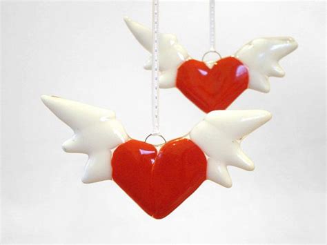 Winged Heart Christmas Ornament Red Heart Sun Catcher Etsy Heart