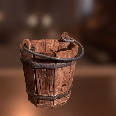 3d model medieval bucket pbr vr ar low poly cgtrader