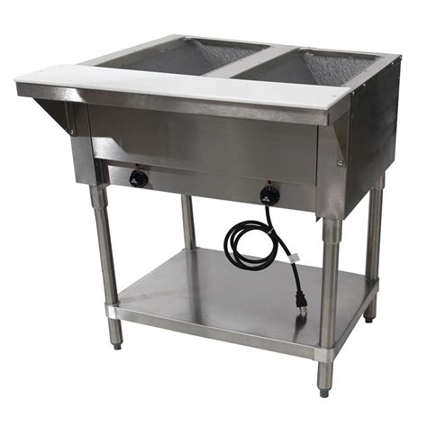 advance tabco hf    hot food table   wells open stainless base  undershelf