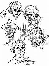 Colorear Ausmalen Horreur Sketchite Voorhees Páginas Trippy Coloriages Adultes Frankenstein Krueger Erwachsene Leatherface sketch template
