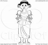 Sinhala Girl Clipart Sweets Illustration Royalty Vector Lal Perera sketch template