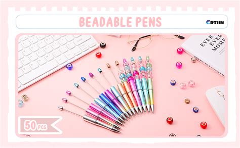 amazoncom crtiin  pcs plastic beadable  bead  bulk shaft ink ballpoint pens diy pens