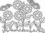 Kupu Mewarnai Bunga Hitam Cantik Kartun Indah sketch template