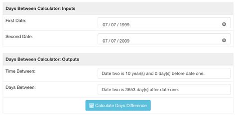 days   calculator    time difference