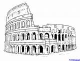 Drawing Colosseum Rome Famous Architecture Draw Landmarks Roman Drawings Sketch Buildings Building Places Choose Board Step sketch template