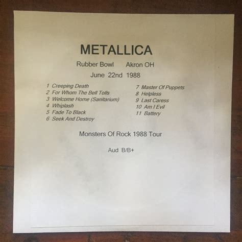 Metallica Cd Akron Oh 1988 Monsters Of Rock Tour