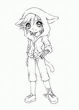 Coloring Pages Anime Lineart Cute Color Kids sketch template