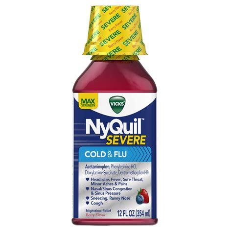 vicks nyquil severe cough cold flu medicine berry  fl oz