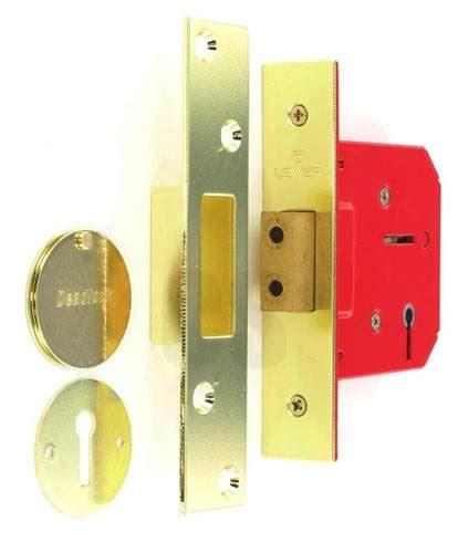 securit   lever deadlock door lock brass plated mm  keys ebay