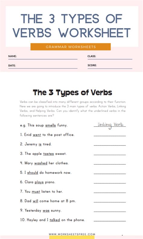 grade  verbs worksheets  learning verb worksheets  elementary