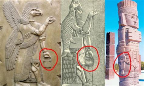 ancient statues are holding modern handbags in definite proof of time