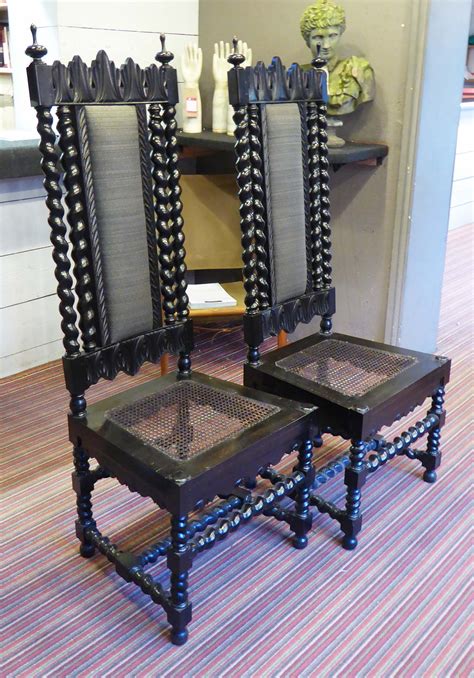 Side Chairs A Pair Mid 19th Century Anglo Indian Solid Ebony With