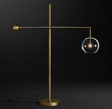 Glass Globe Mobile Lever Floor Lamp
