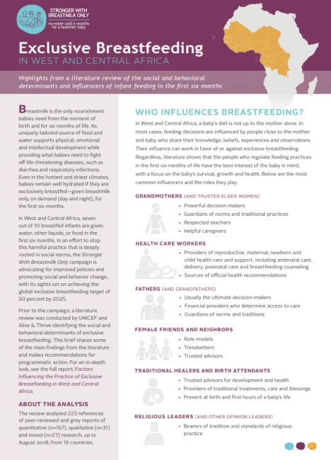 research brief exclusive breastfeeding in west and central africa