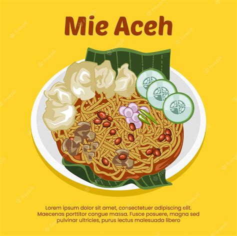 Premium Vector Mie Aceh Indonesian Food Cartoon Flat Design Style