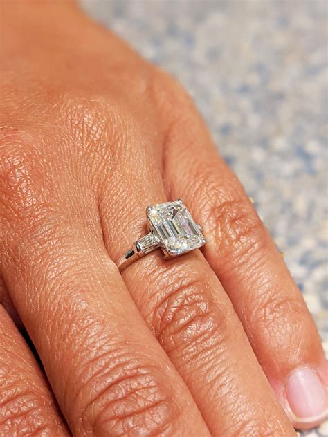 Emerald Cut Engagement Ring Emerald Cut Ring Baguette Etsy