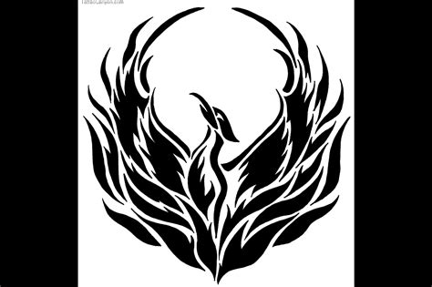 phoenix bird tattoo style stencil outline version picture clipart