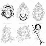 Hindu Graphics Designs Graphicriver Goddess Templates sketch template