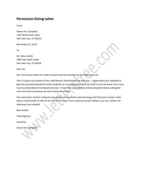 permission giving letter  written    individual