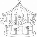 Carousel Line Clipart Carnival Park Clip Coloring Amusement Horses Drawing Cliparts Easy Pages Color Transparent Sweetclipart Parks Carousels Sweet Cute sketch template