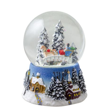 musical winter forest sleigh ride christmas snow globe tabletop