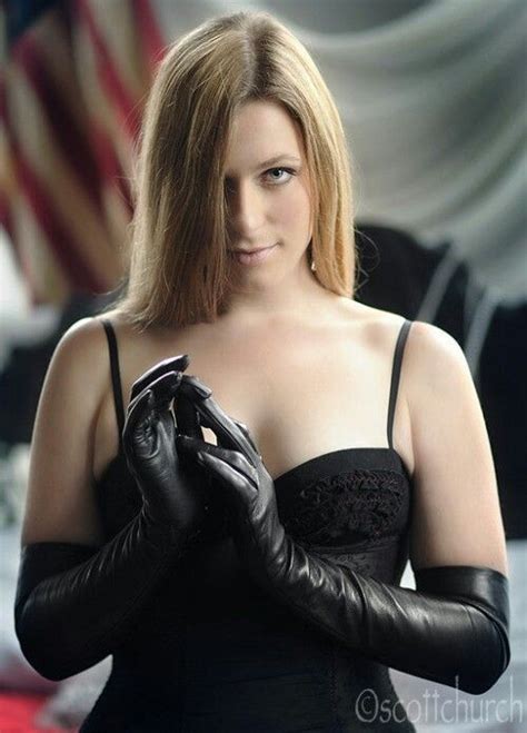Pretty Blonde In Black Opera Gloves Gloves Fashion Leather Gloves