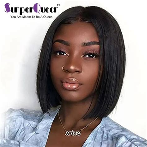 short lace front human hair wigs brazilian straight bob wig pre plucked