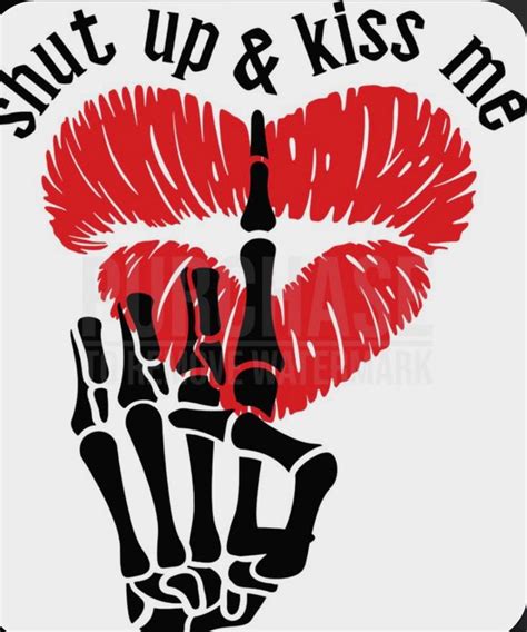 the logo for shut up and kiss me with an image of a hand holding a