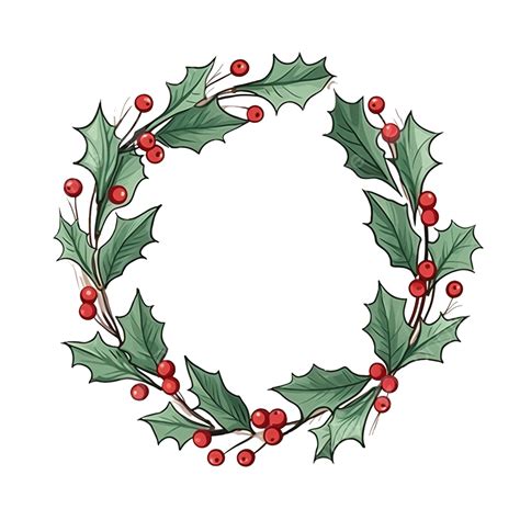 christmas holly wreath ring  leaves decoration flat cartoon vector