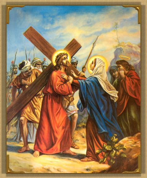 daily catholic devotions  fourth station jesus meets  afflicted