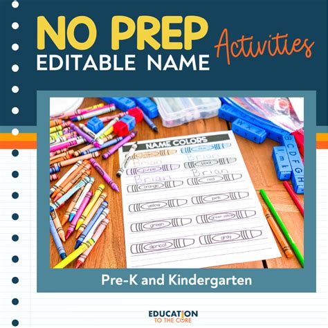 editable names  kindergarten education   core