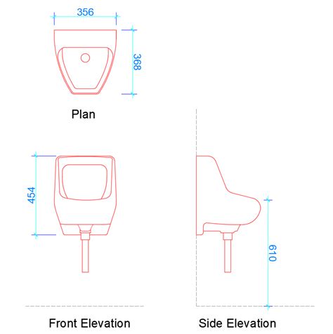 wall mounted urinal dimensions  dwg layakarchitect
