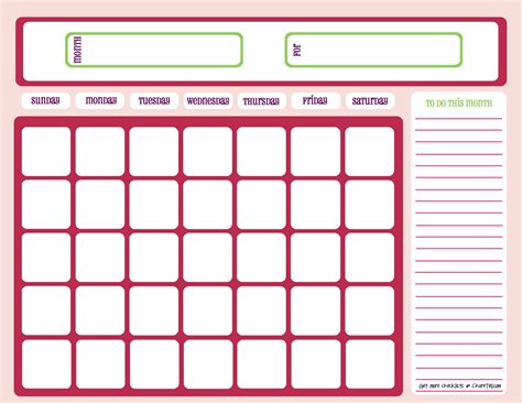 printable blank calendar grid  calendar printable month