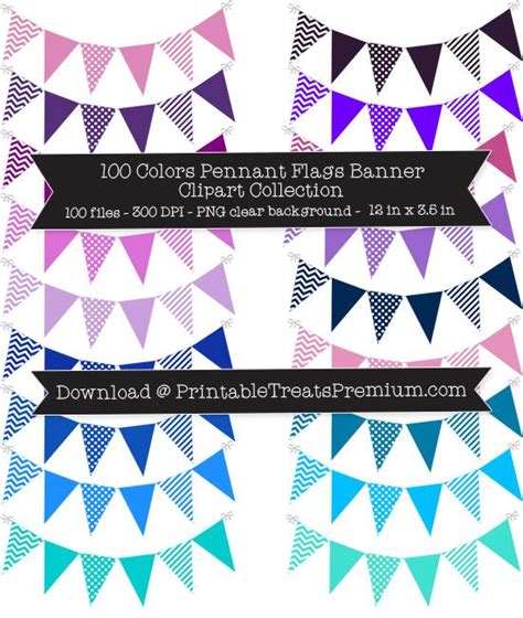 colors pennant flags banner clipart collection printable treats