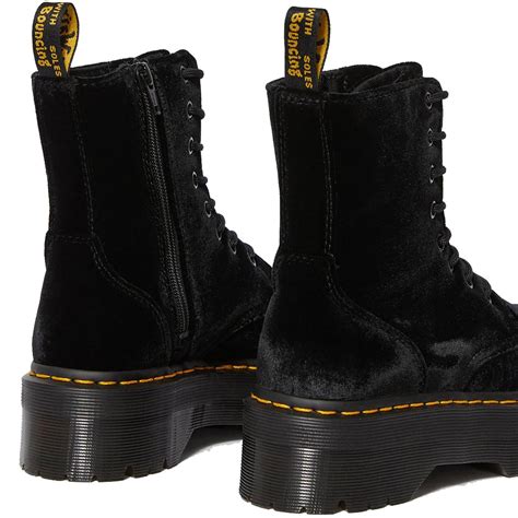 dr martens jadon womens velvet platform boots  black