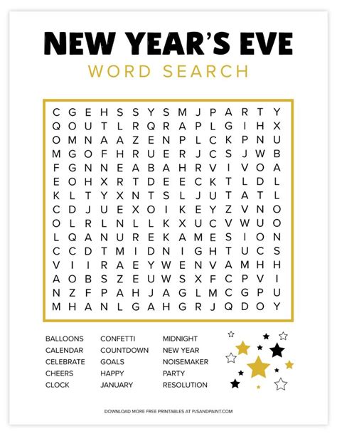 new years eve word search new year s eve words new years eve newyear
