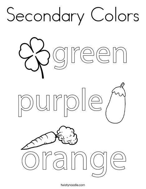 secondary colors coloring page twisty noodle color worksheets