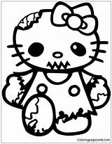 Kitty Hello Pages Zombie Coloring sketch template