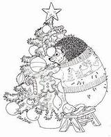 Tree Coloring Christmas Pages Jan Brett Hedgie Trims Colouring Janbrett Color Book Print Printable Books Joyous Adult Hedgehog Father Kids sketch template
