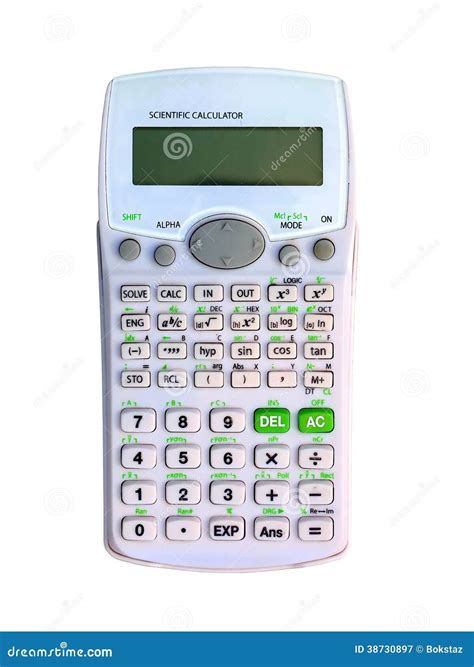 een wetenschappelijke calculator op een witte achtergrond stock afbeelding image  verdeel