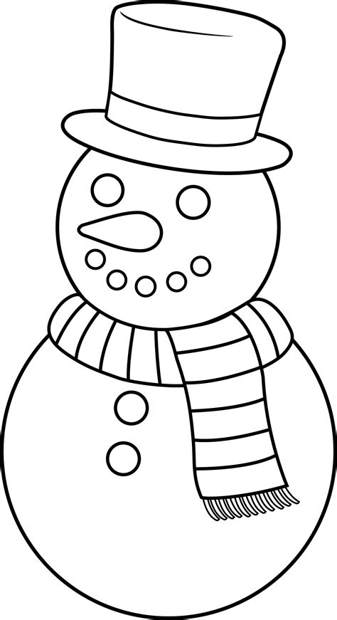 colorable christmas snowman  clip art