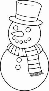Snowman Christmas Clip Colorable Outline Cute Sweetclipart sketch template