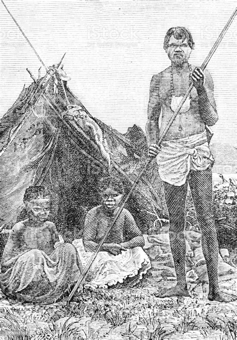 Historic Depiction Of Australian Aboriginals Stock Illustration